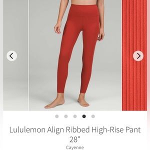 NWT Lululemon Align Ribbed High Rise Leggings Size 4 28” Cayenne